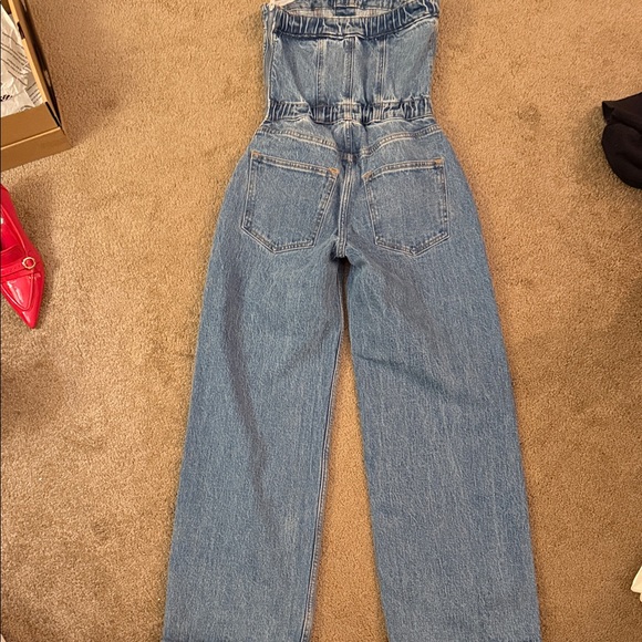 Abercrombie & Fitch Button-Up Blue Wide Leg Jeans Romper - Picture 5 of 5